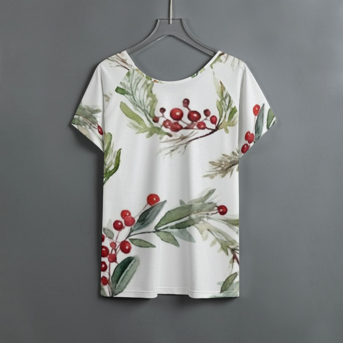 All-Over Print Women's Round Neck T-shirt With Raglan Sleeve