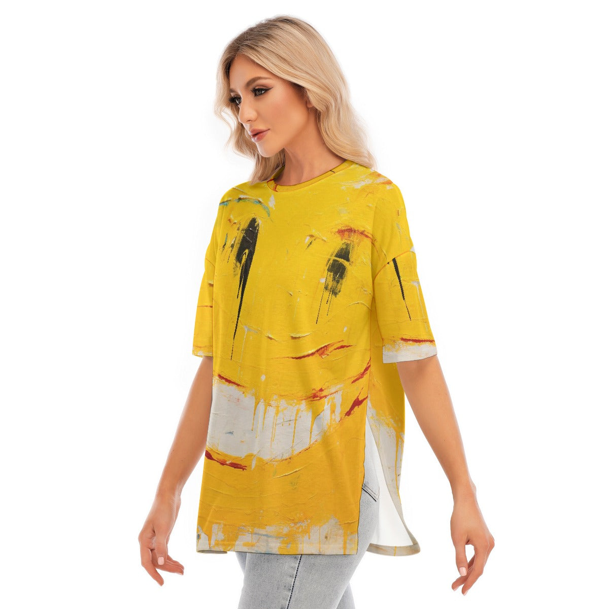All-Over Print Women's Short Sleeves T-shirt With Hem Split