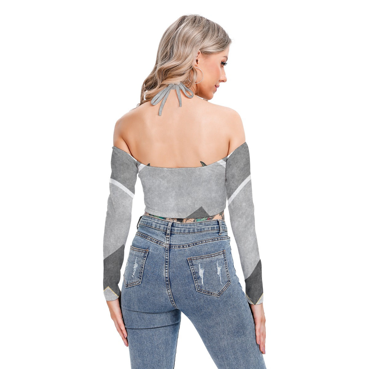All-Over Print Women's Halter Lace-up Top
