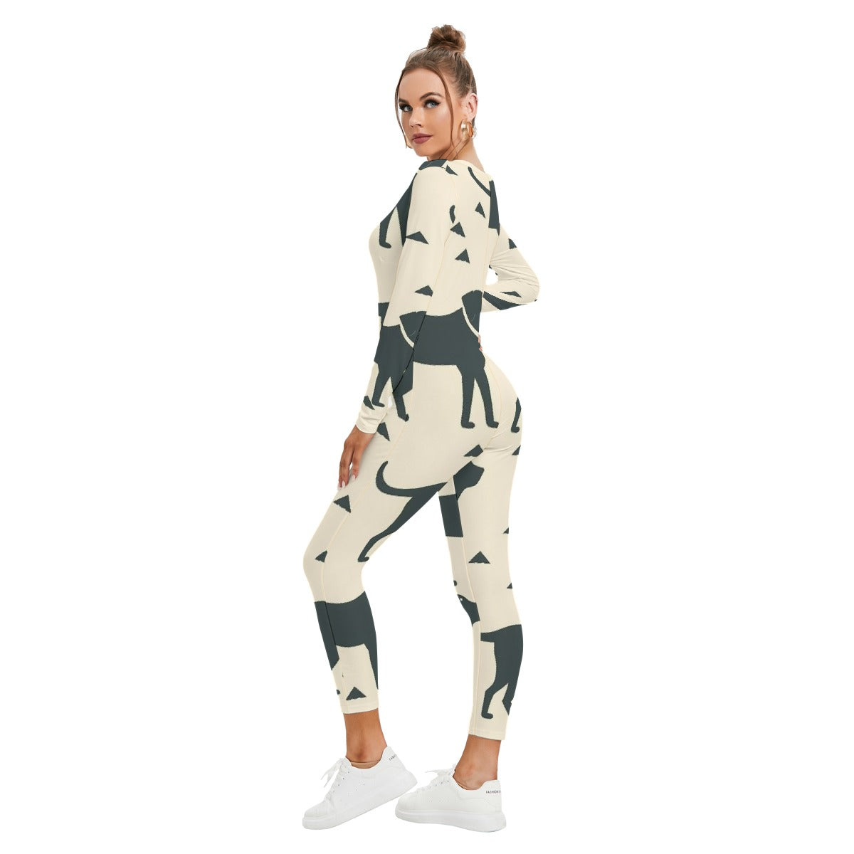 All-Over Print Women's Plunging Neck Jumpsuit