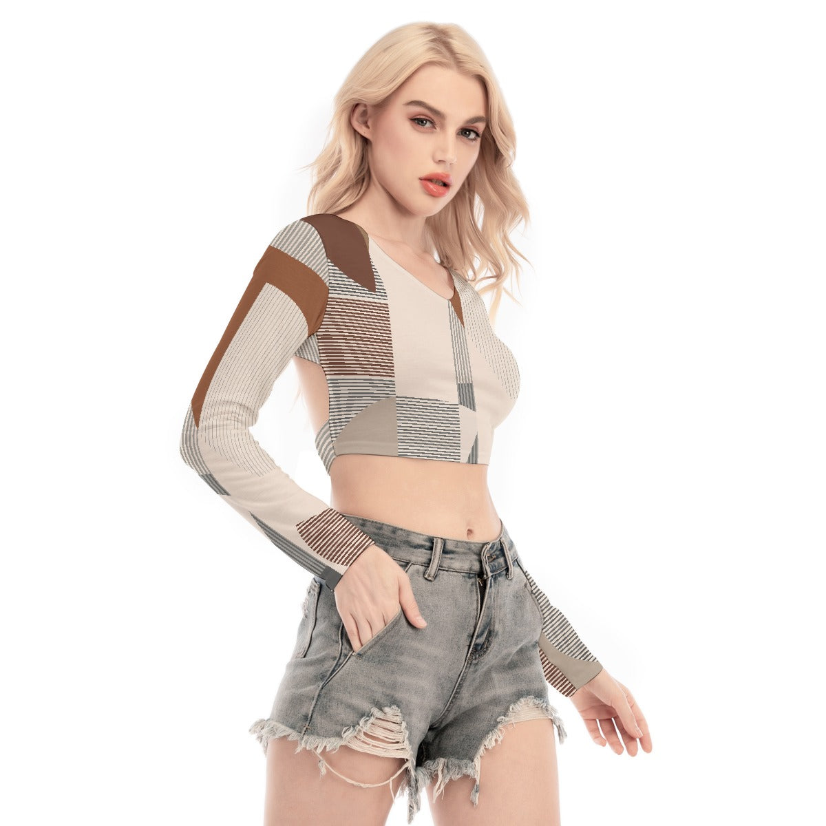 All-Over Print Women's Back Hollow T-shirt With Strap