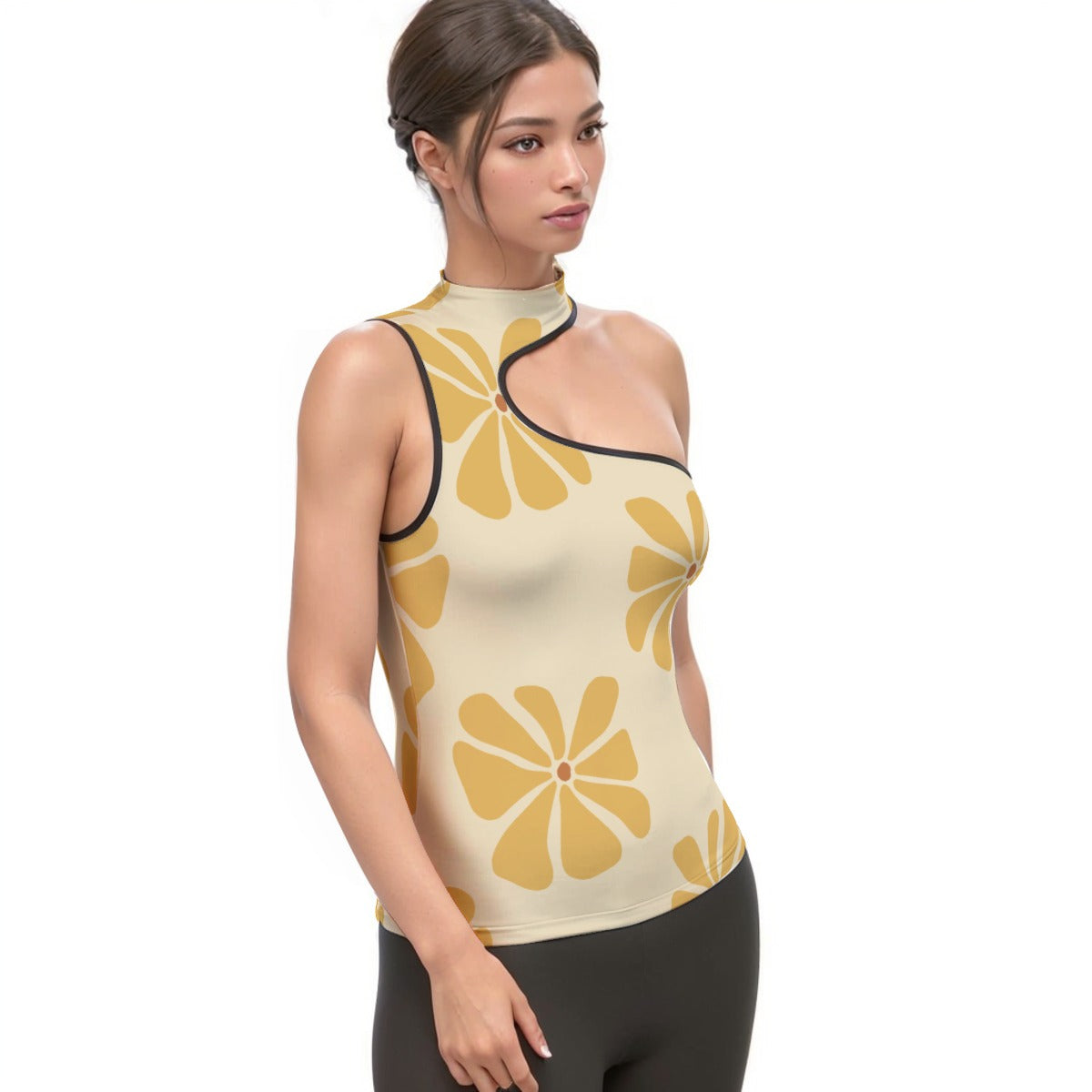 All-Over Print Women's Halter Sleeveless Asymmetrical Tank Top