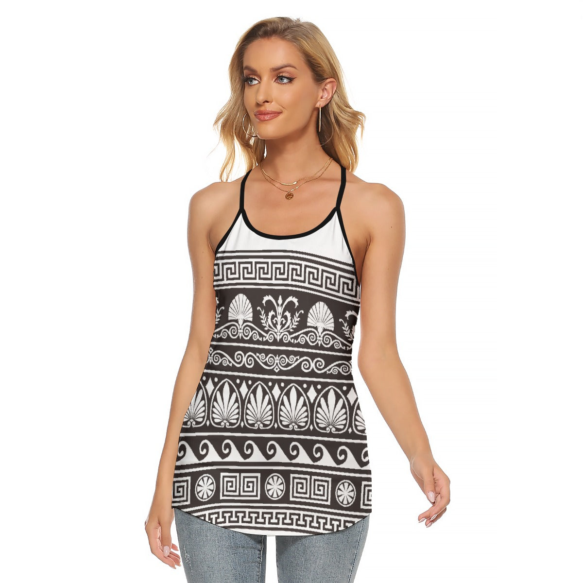 All-Over Print Women's Criss-Cross Open Back Tank Top