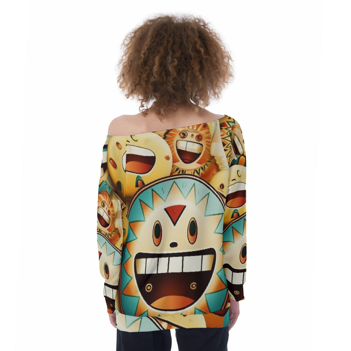All-Over Print Oversized Women's Off-Shoulder Sweatshirt