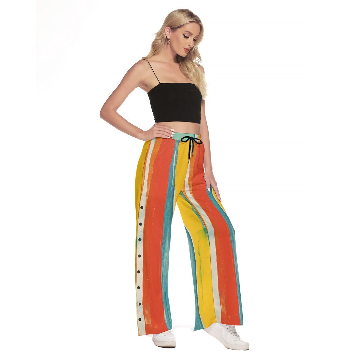 All-Over Print Women's Side Slit Snap Button Trousers