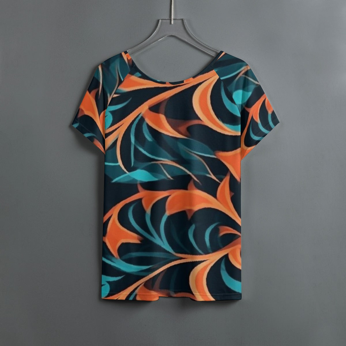 All-Over Print Women's Round Neck T-shirt With Raglan Sleeve