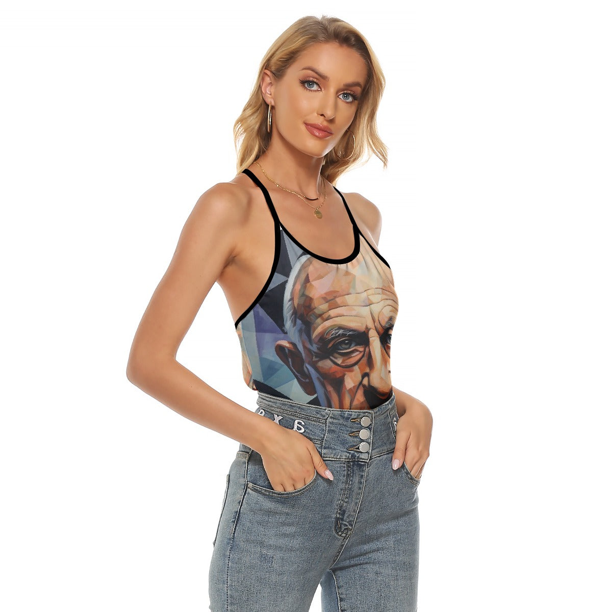All-Over Print Women's Criss-Cross Open Back Tank Top