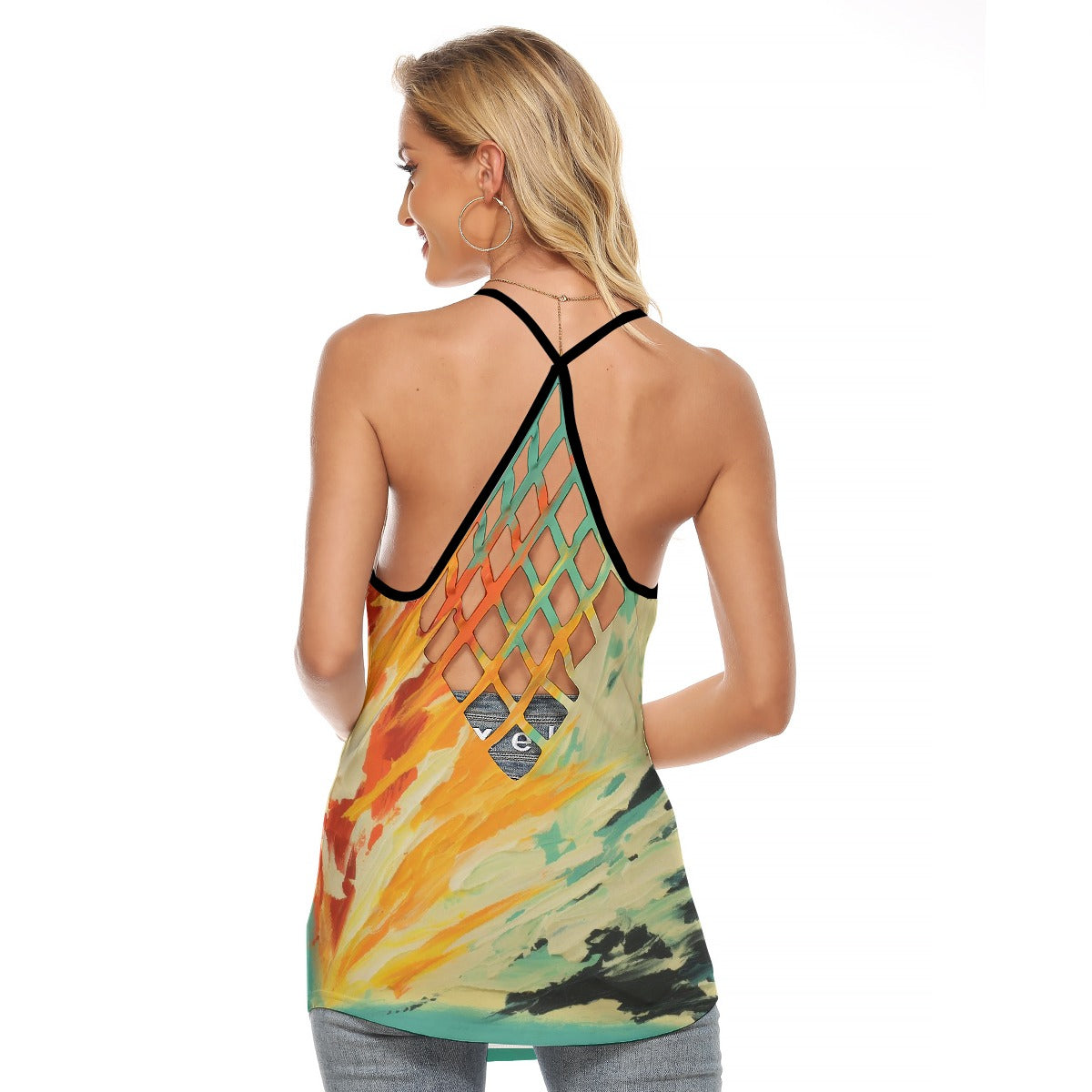 All-Over Print Women's Criss-Cross Open Back Tank Top