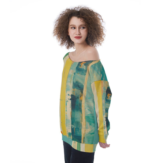 All-Over Print Oversized Women's Off-Shoulder Sweatshirt