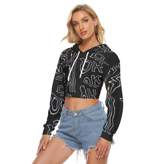 All-Over Print Women's Crop Top Hoodie|Velvet