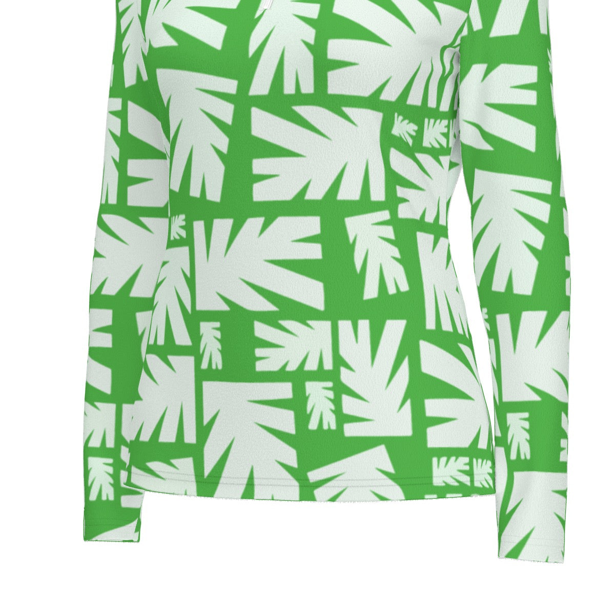 All-Over Print Women's Sports Collar Jersey With Long Sleeve