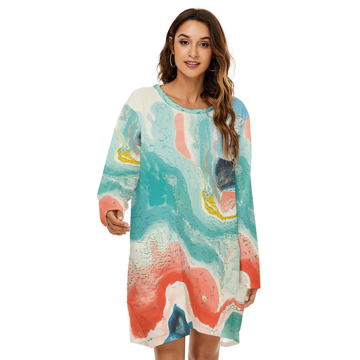 All-Over Print  Women's Loose Crew Neck Dress