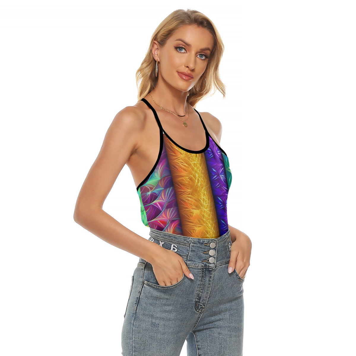 All-Over Print Women's Criss-Cross Open Back Tank Top