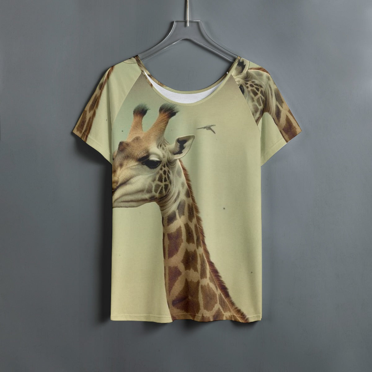 All-Over Print Women's Round Neck T-shirt With Raglan Sleeve
