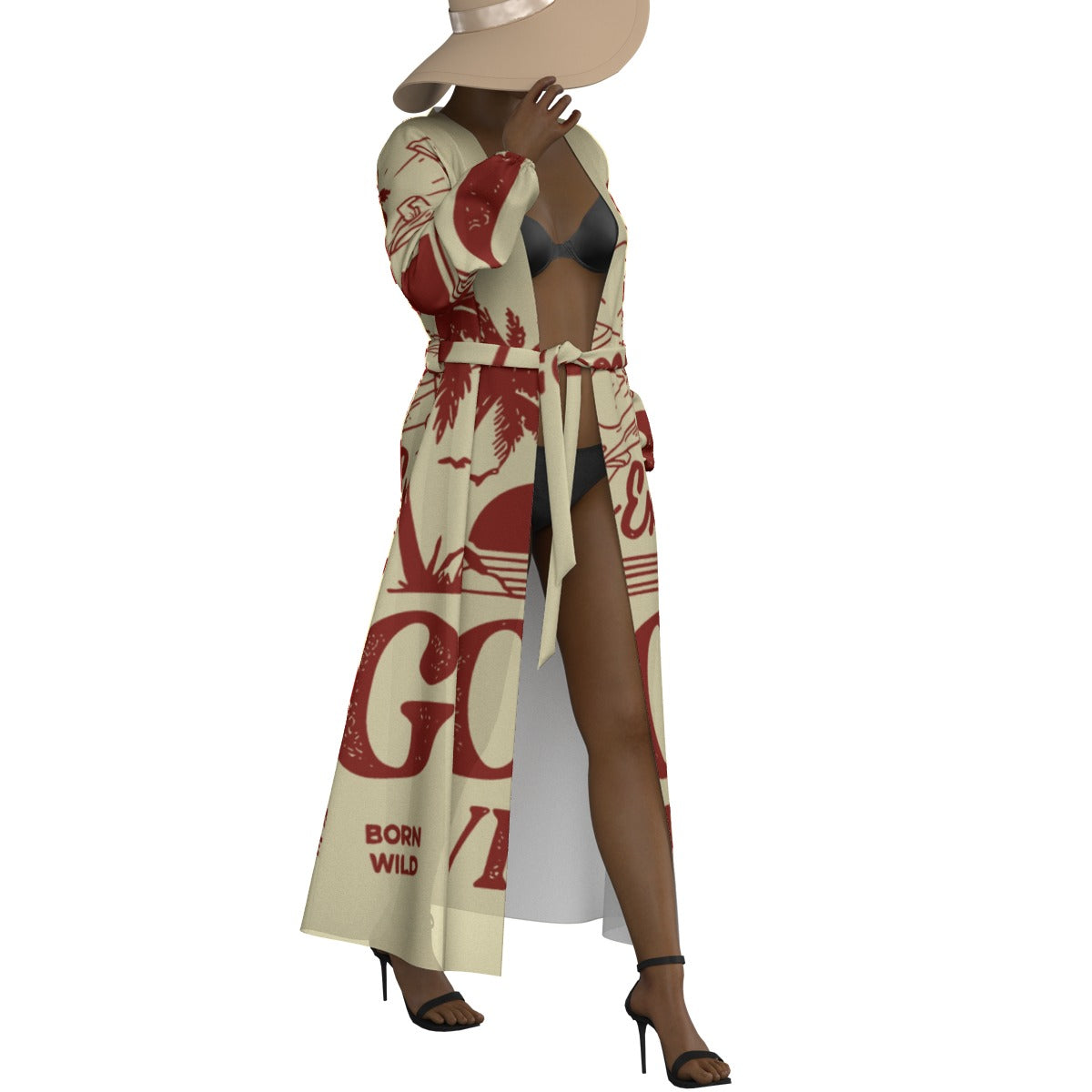 All-Over Print Women's Lace-up Chiffon Robe