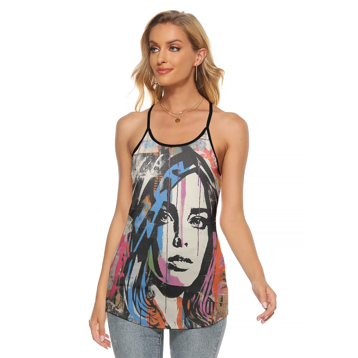 All-Over Print Women's Criss-Cross Open Back Tank Top