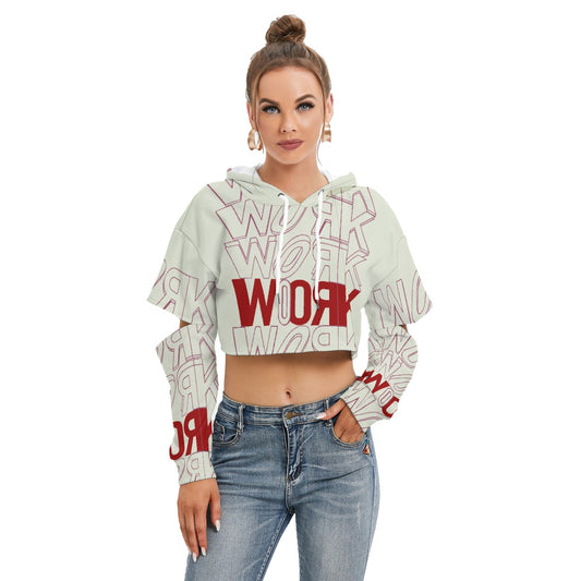 All-Over Print Women's Heavy Fleece Hoodie With Hollow Out Sleeve