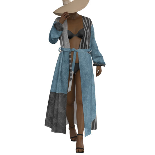 All-Over Print Women's Lace-up Chiffon Robe