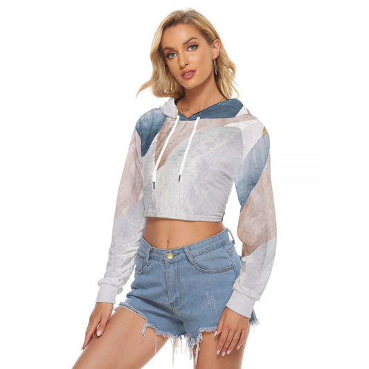 All-Over Print Women's Crop Top Hoodie|Velvet