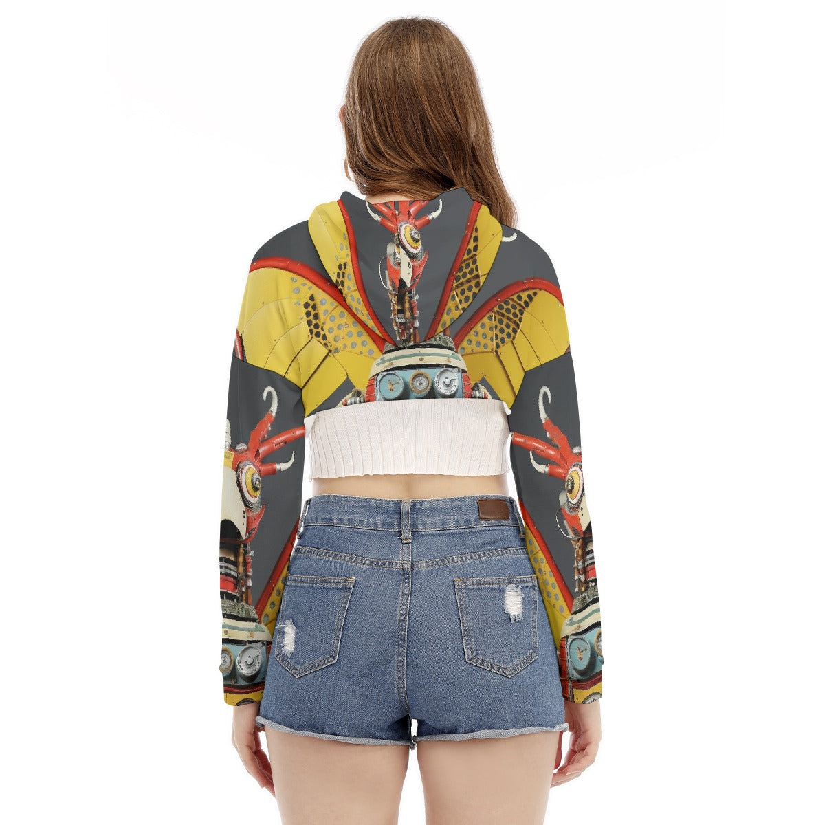 All-Over Print Women's Smock Short Hoodie With Long Sleeve