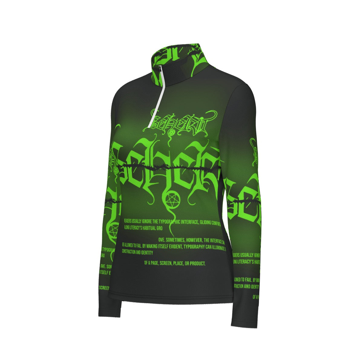 All-Over Print Women's Sports Collar Jersey With Long Sleeve