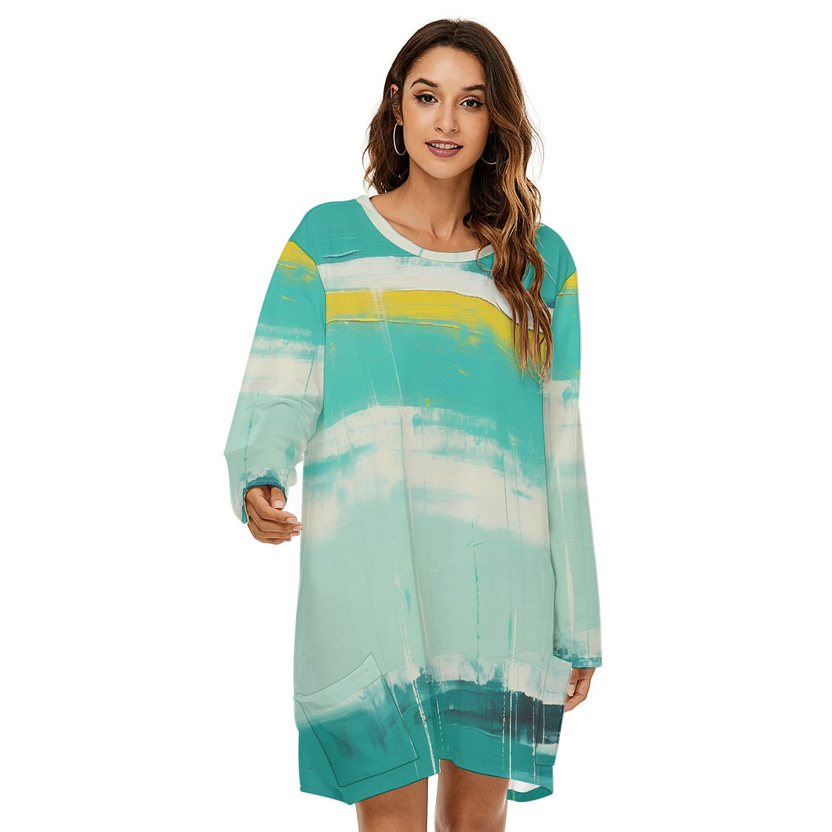 All-Over Print  Women's Loose Crew Neck Dress