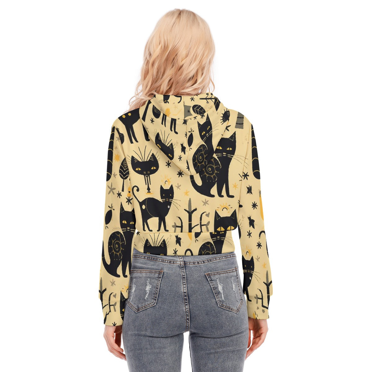 All-Over Print Women's Crop Top Hoodie With Zipper Closure