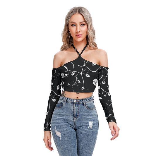 All-Over Print Women's Halter Lace-up Top