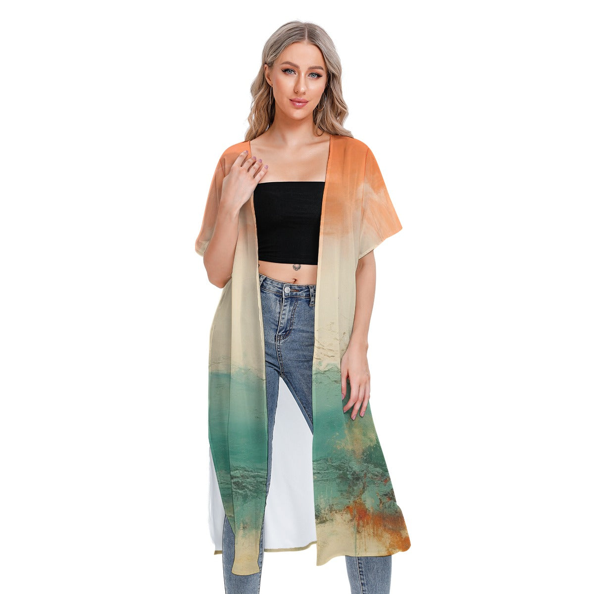 All-Over Print Women's Short Sleeve Cardigan