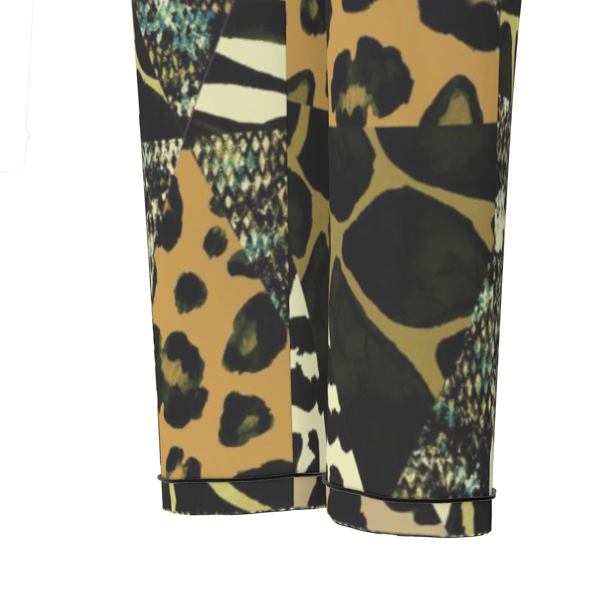 All-Over Print Women's Long Sleeve Pajama Set With Black Contrast Piping