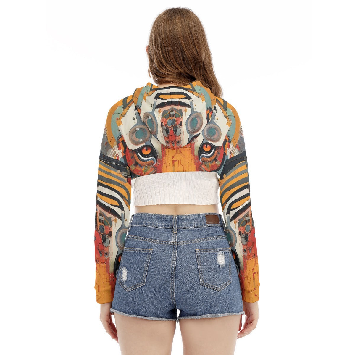 All-Over Print Women's Smock Short Hoodie With Long Sleeve