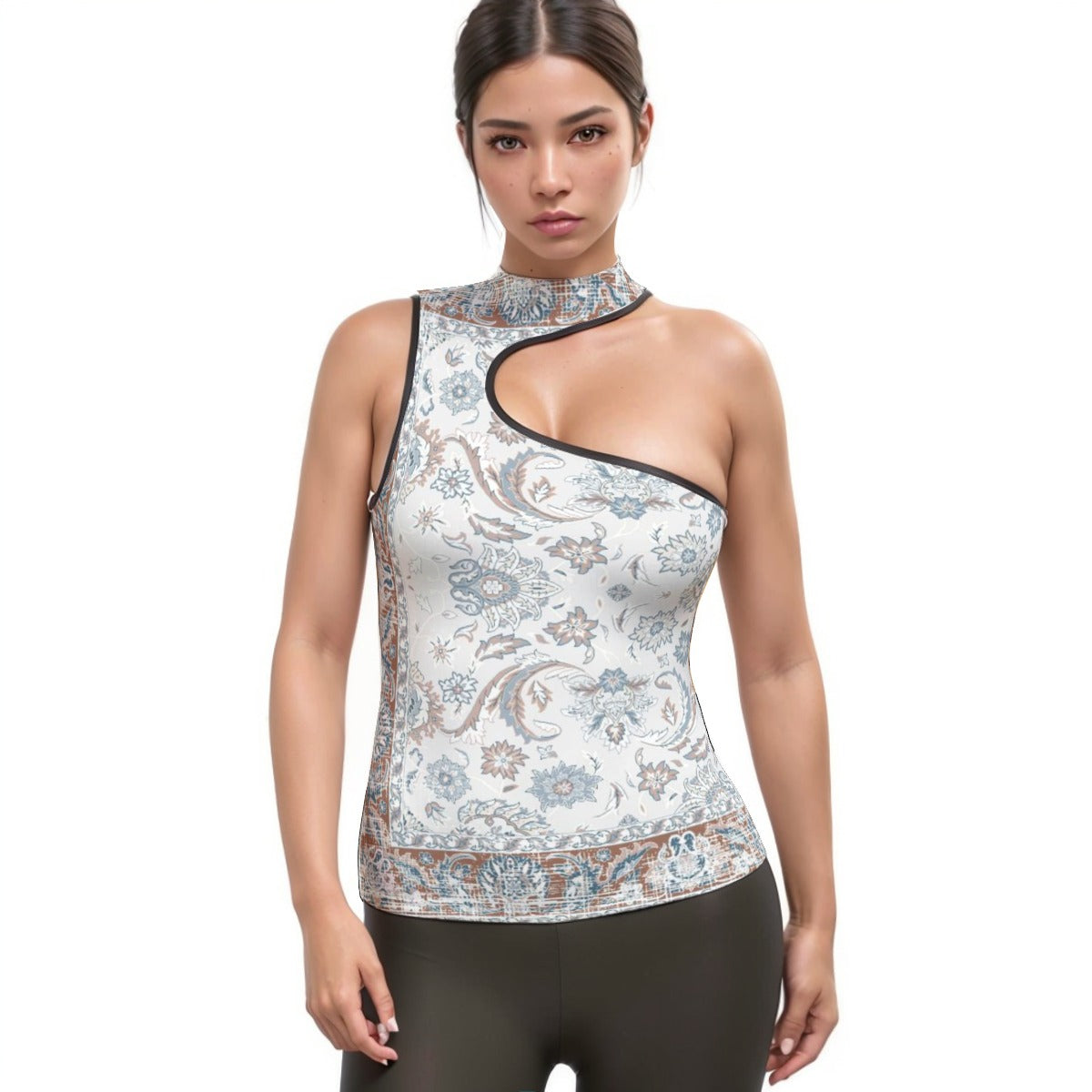 All-Over Print Women's Halter Sleeveless Asymmetrical Tank Top