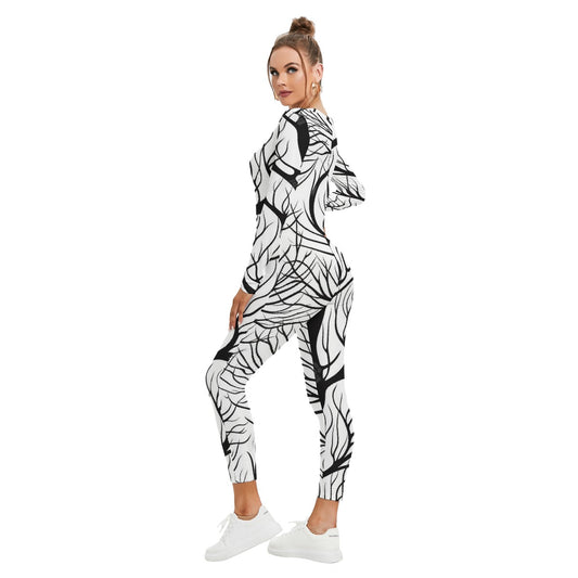 All-Over Print Women's Plunging Neck Jumpsuit