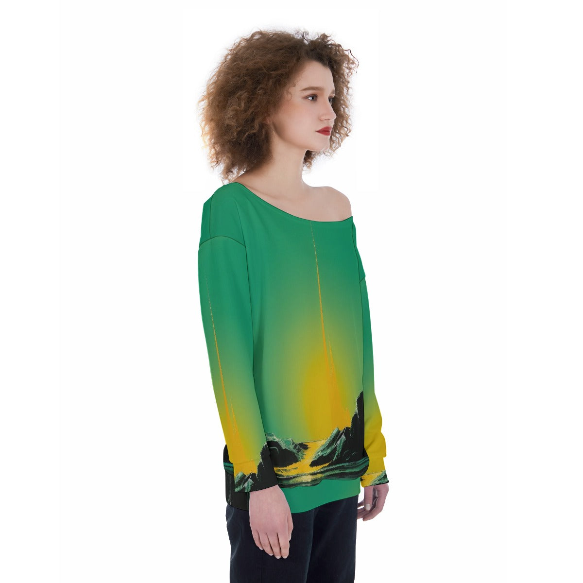 All-Over Print Oversized Women's Off-Shoulder Sweatshirt