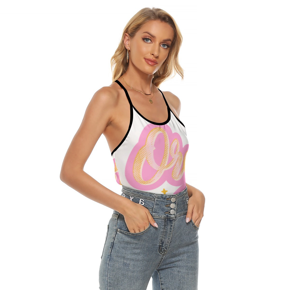 All-Over Print Women's Criss-Cross Open Back Tank Top