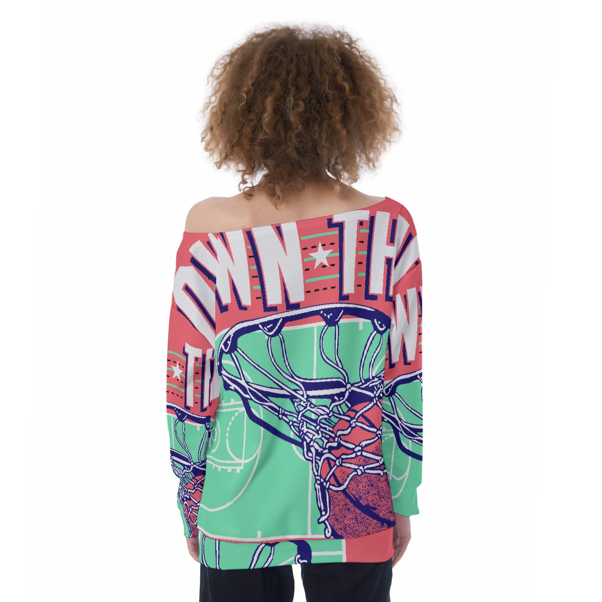 All-Over Print Oversized Women's Off-Shoulder Sweatshirt