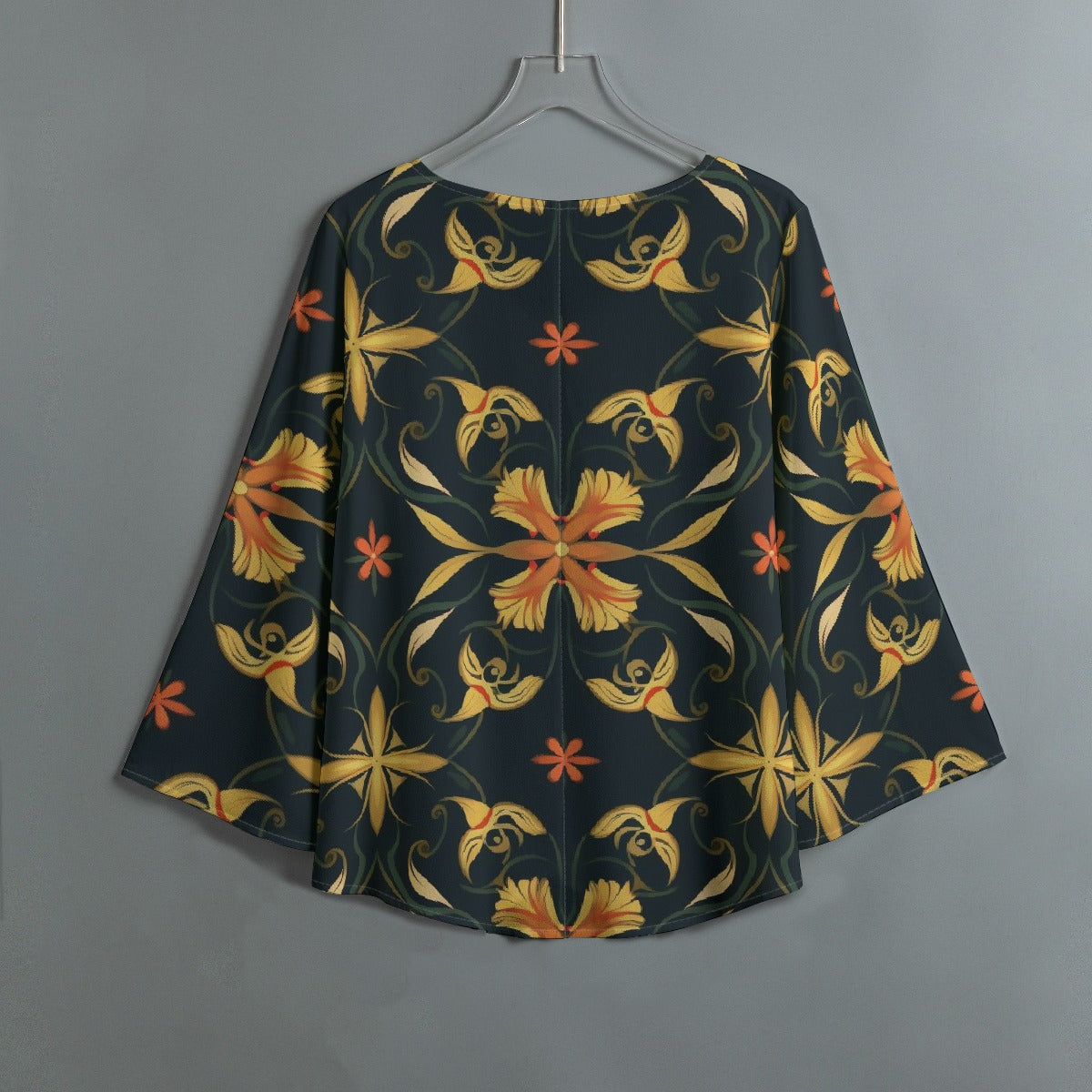 All-Over Print Women's V-neck T-shirt With Irregular Hem