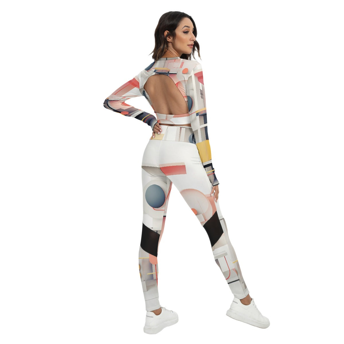 All-Over Print Women's Sport Set With Backless Top And Leggings