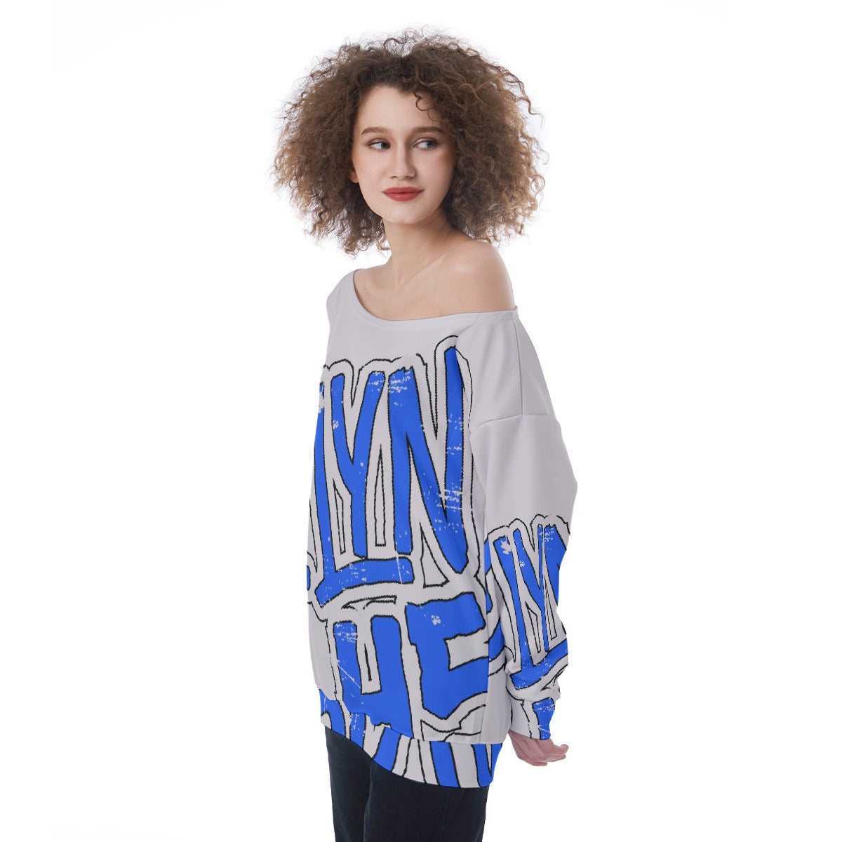 All-Over Print Oversized Women's Off-Shoulder Sweatshirt