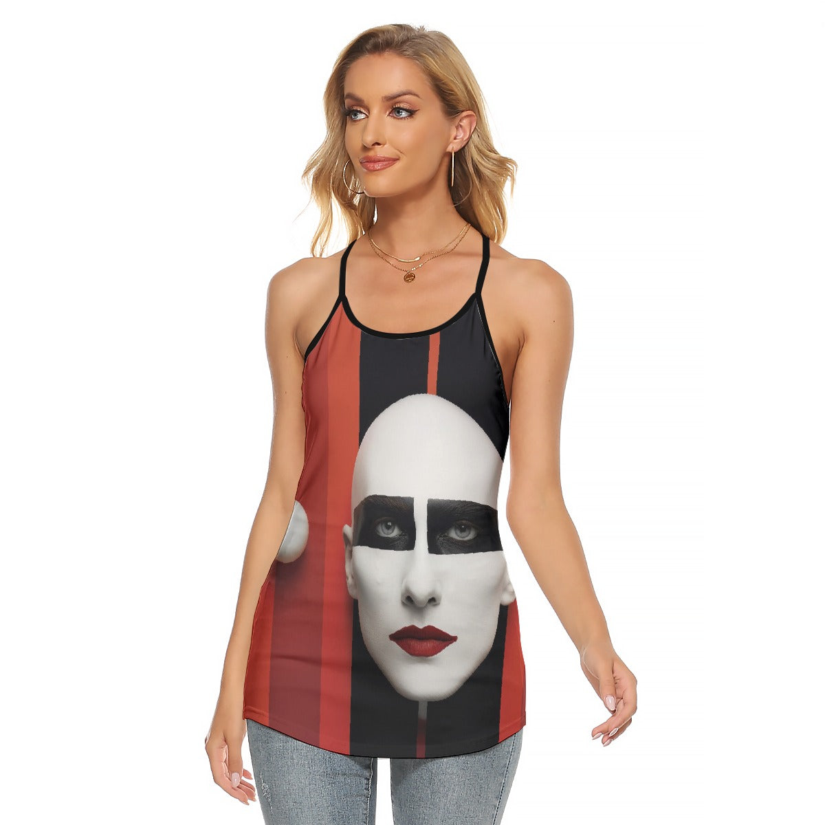 All-Over Print Women's Criss-Cross Open Back Tank Top