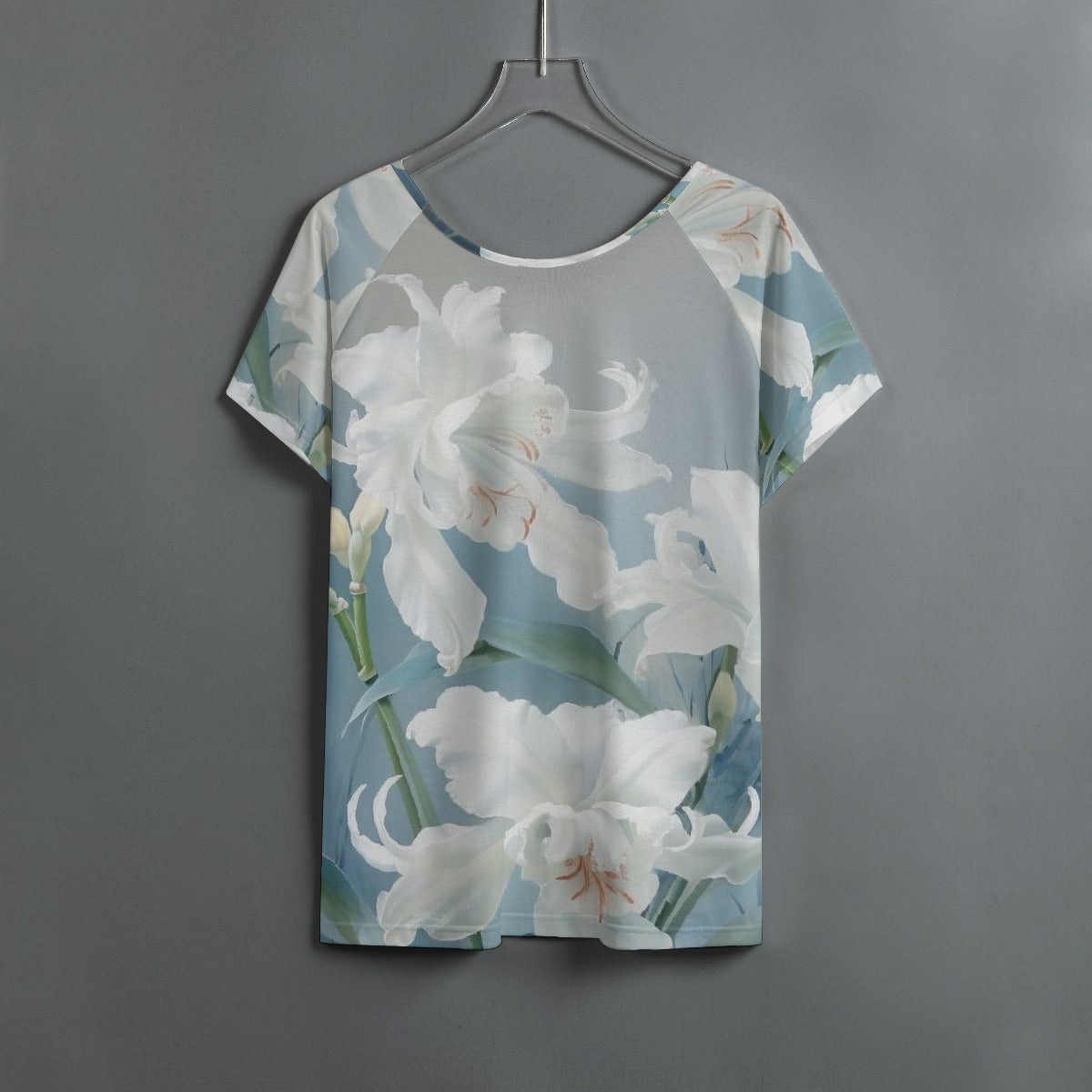 All-Over Print Women's Round Neck T-shirt With Raglan Sleeve