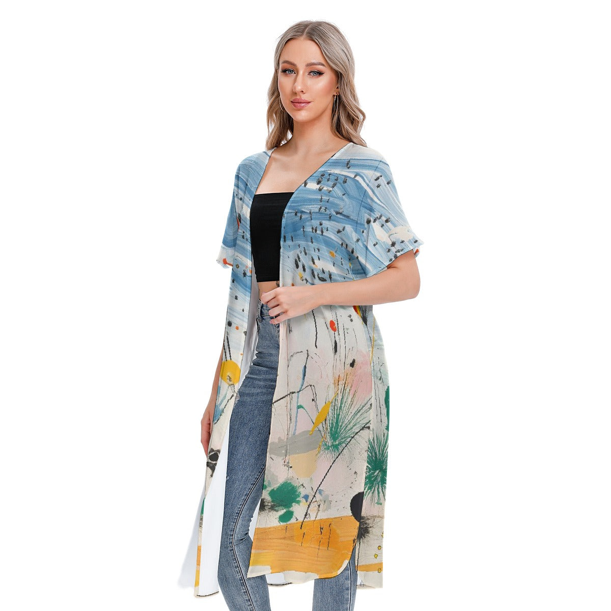 All-Over Print Women's Short Sleeve Cardigan