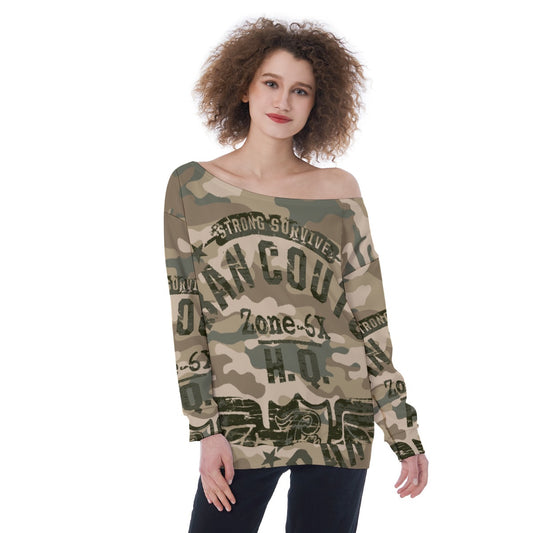 All-Over Print Oversized Women's Off-Shoulder Sweatshirt