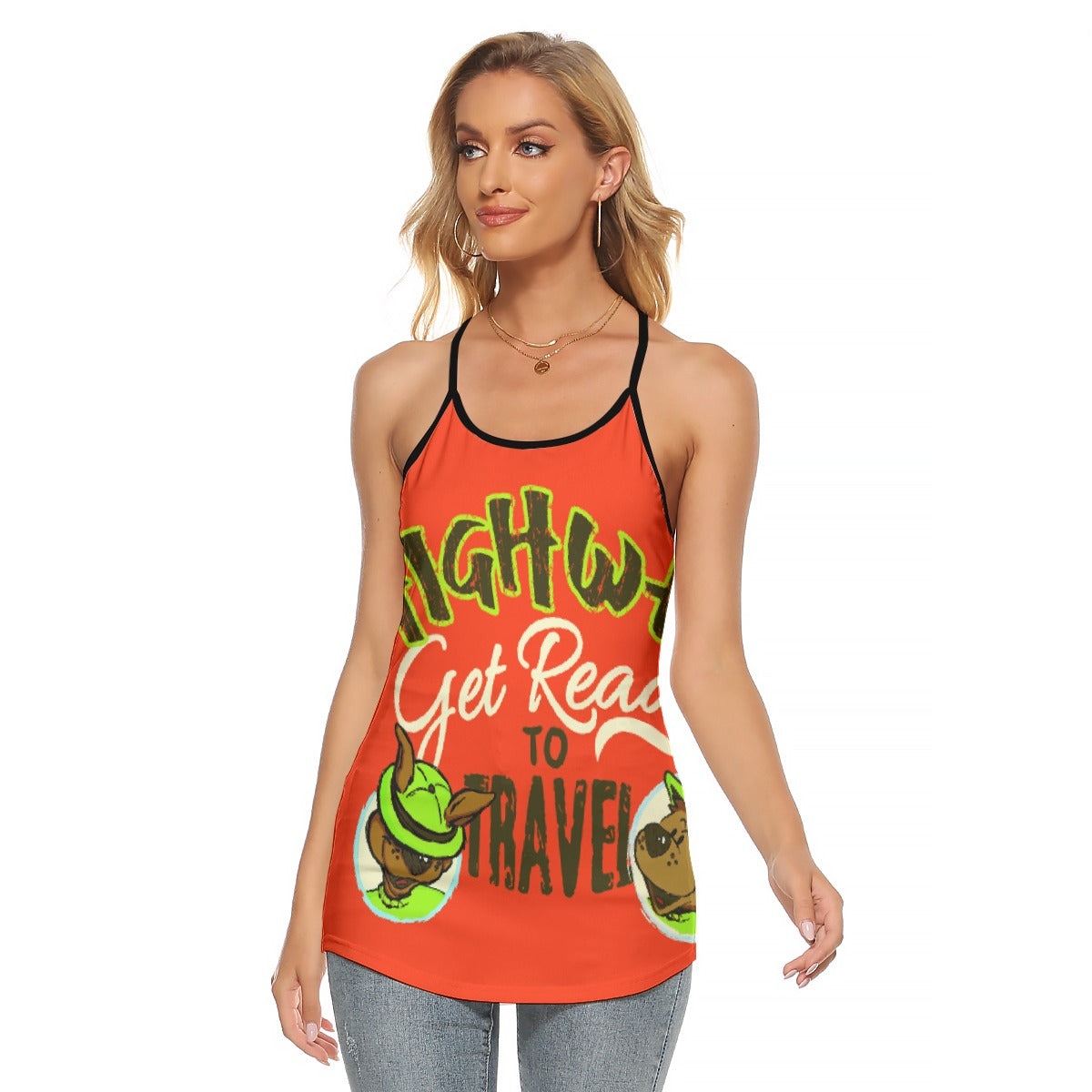 All-Over Print Women's Criss-Cross Open Back Tank Top
