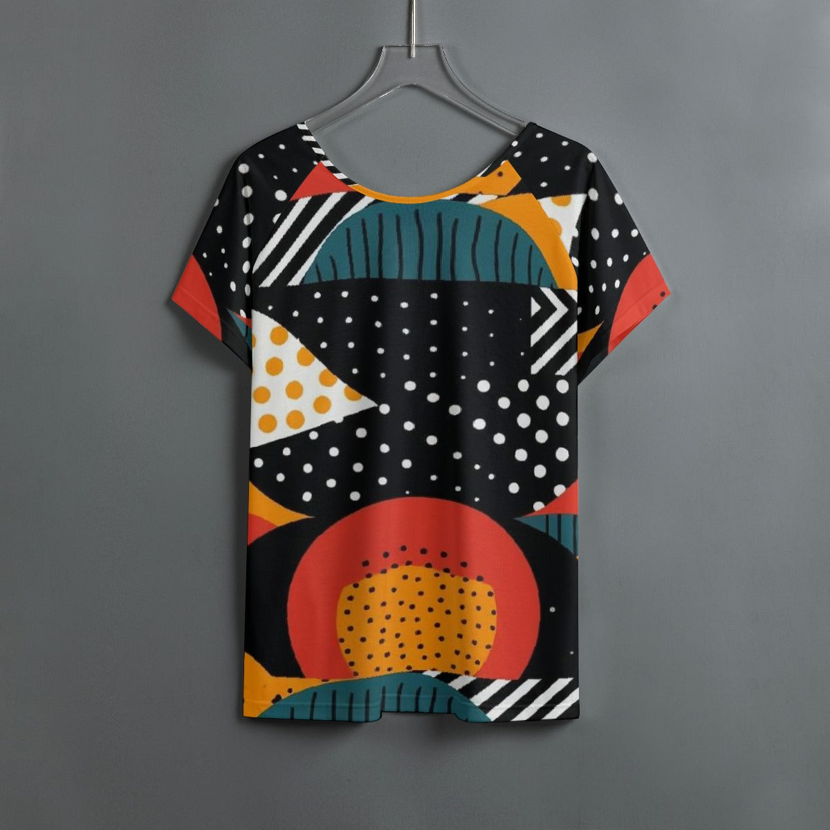 All-Over Print Women's Round Neck T-shirt With Raglan Sleeve