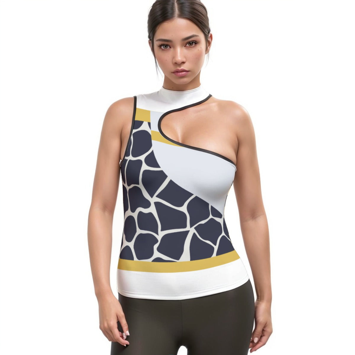 All-Over Print Women's Halter Sleeveless Asymmetrical Tank Top