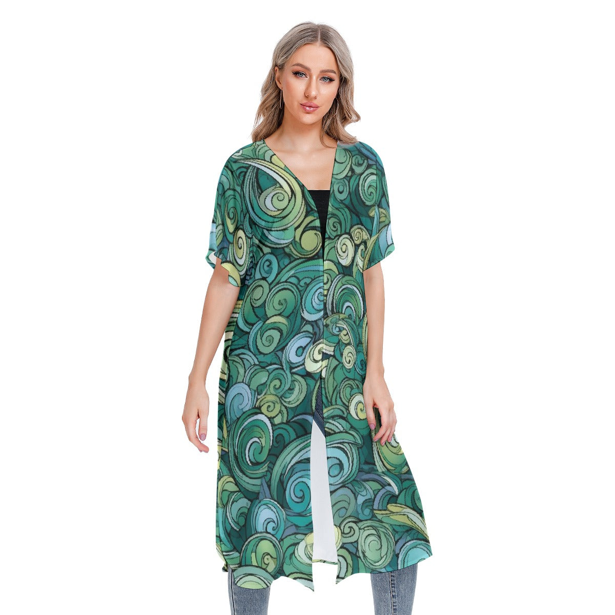 All-Over Print Women's Short Sleeve Cardigan