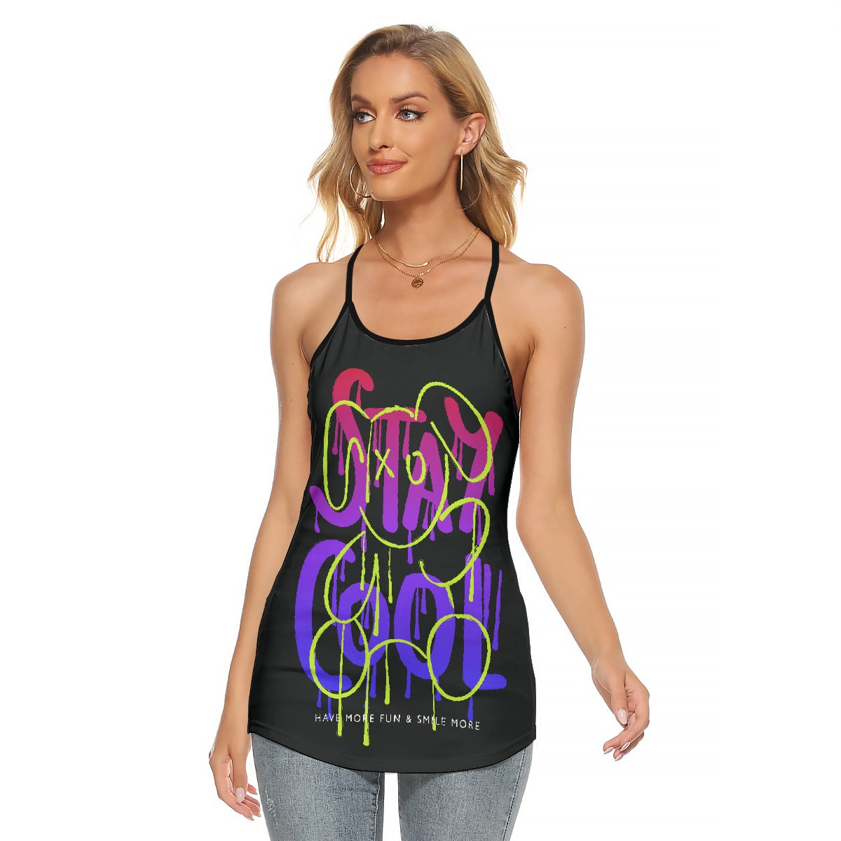 All-Over Print Women's Criss-Cross Open Back Tank Top