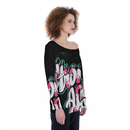 All-Over Print Oversized Women's Off-Shoulder Sweatshirt
