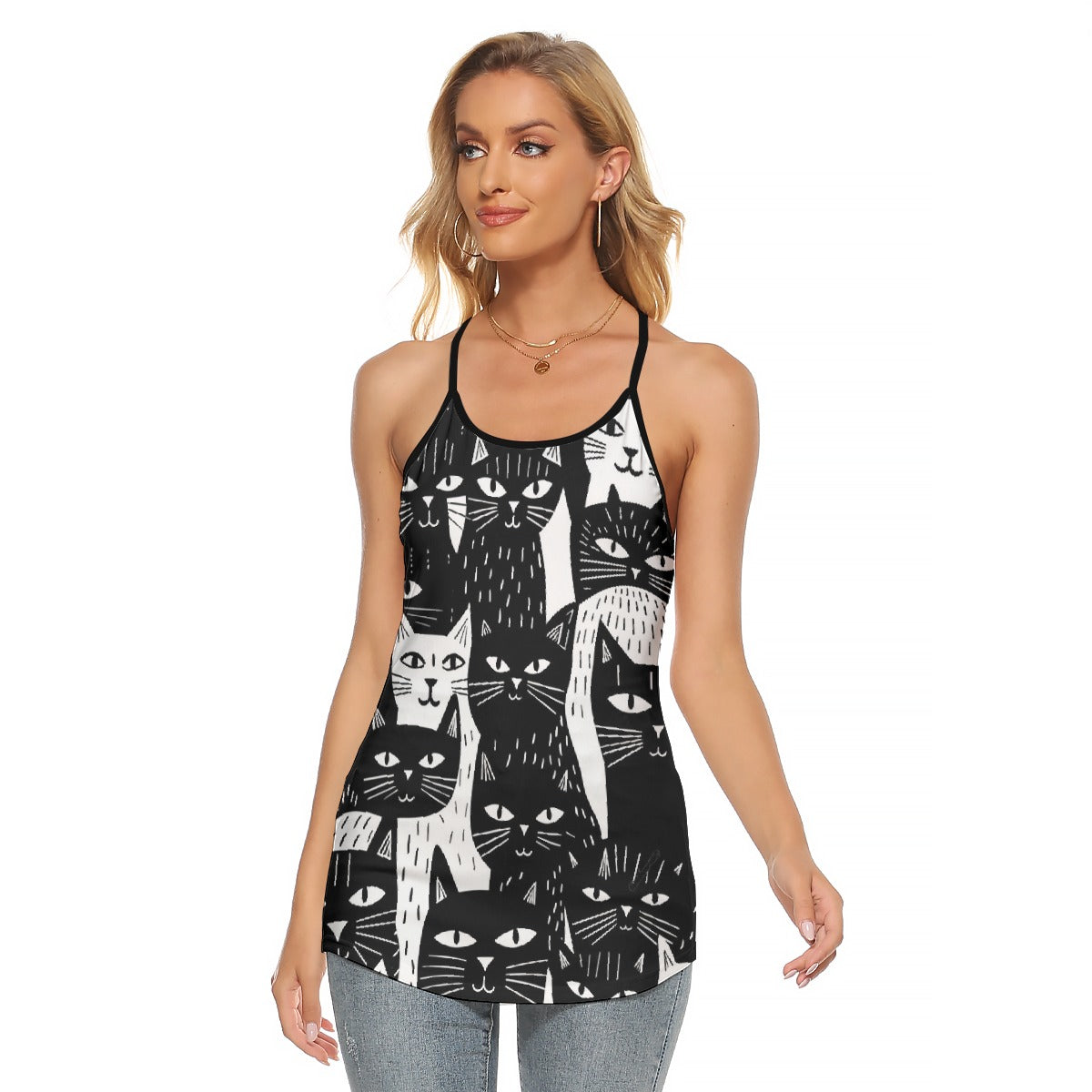 All-Over Print Women's Criss-Cross Open Back Tank Top